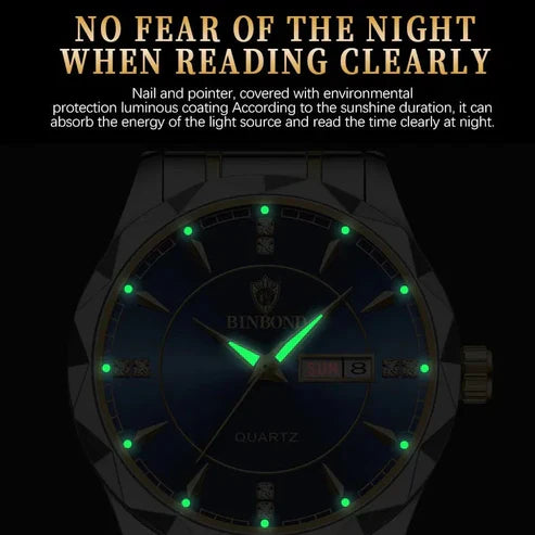 Montre à quartz en acier inoxydable pour hommes BINBOND (GNF)