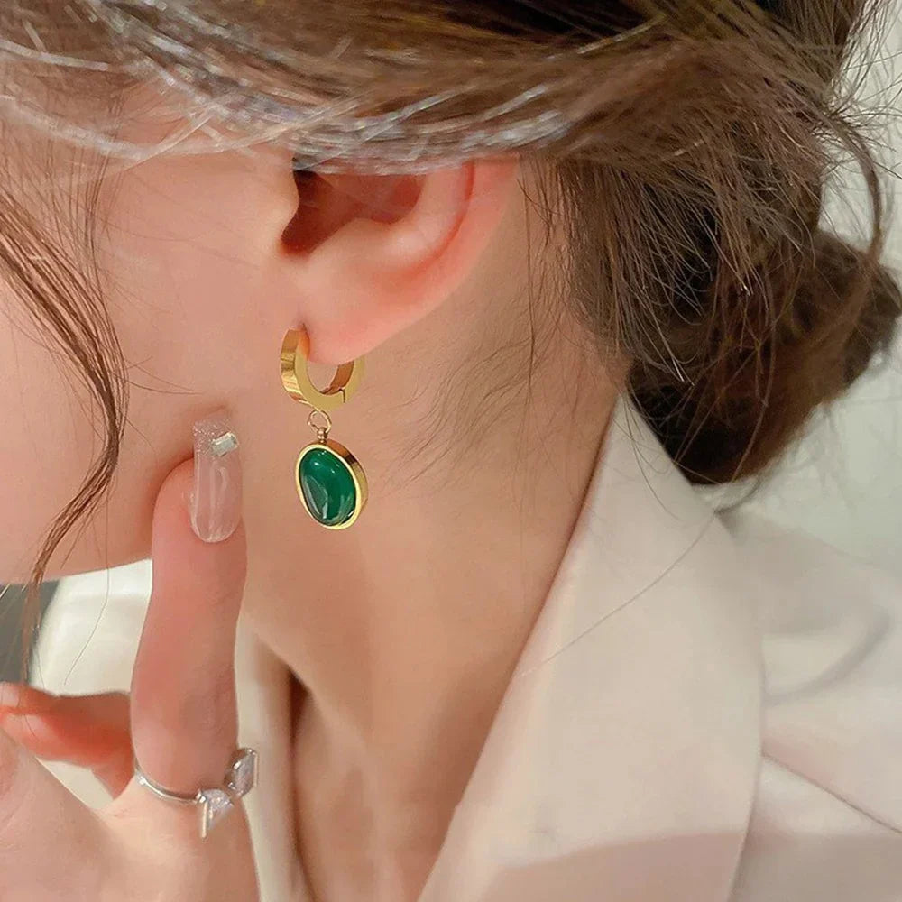 Ensemble de bijoux en acier inoxydable émeraude (GNF)